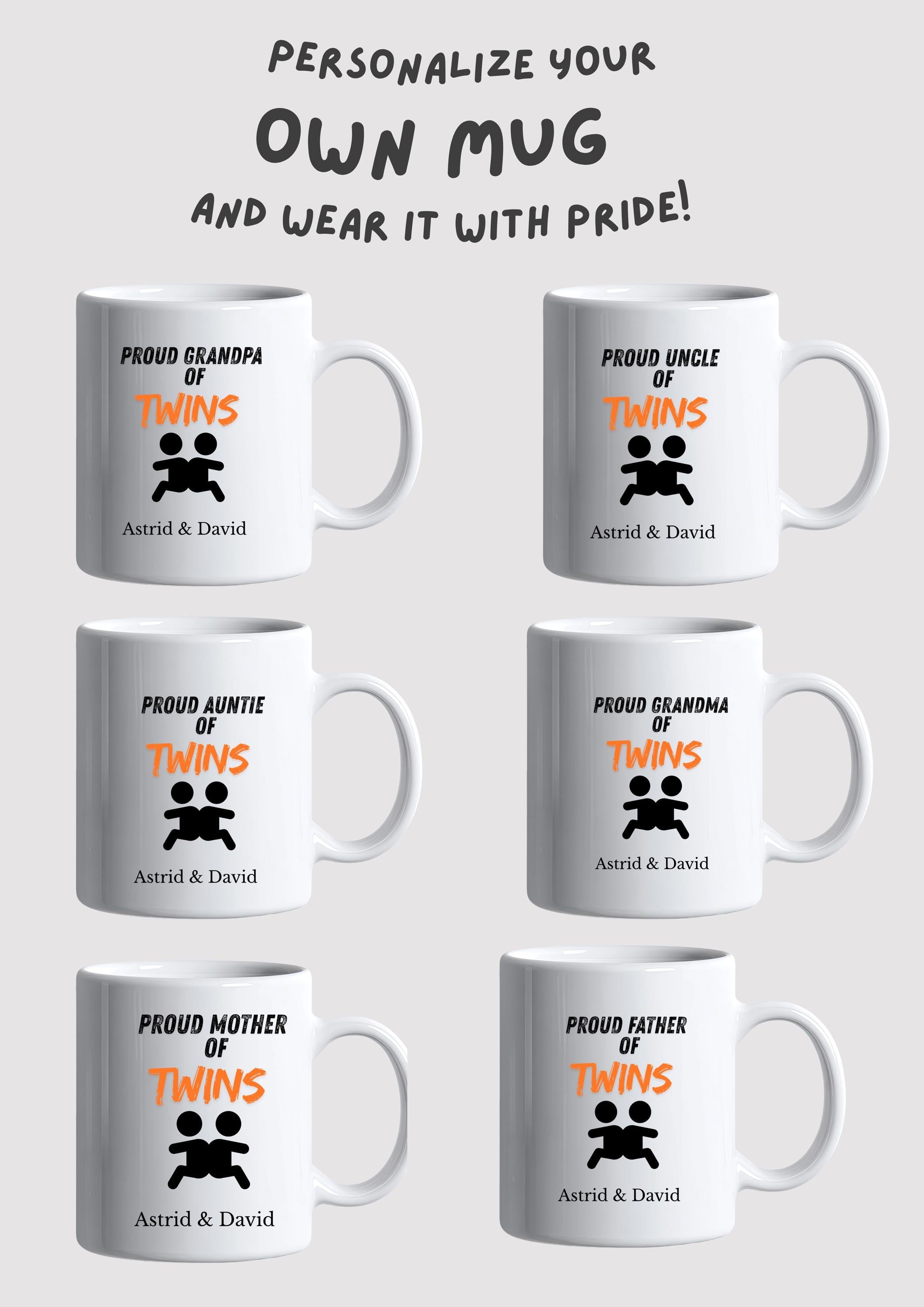 Grandpa of Twins Mug Personalized ,Custom Grandpa Gift ,Twin Baby Announcement ,Twins Grandpa Cup