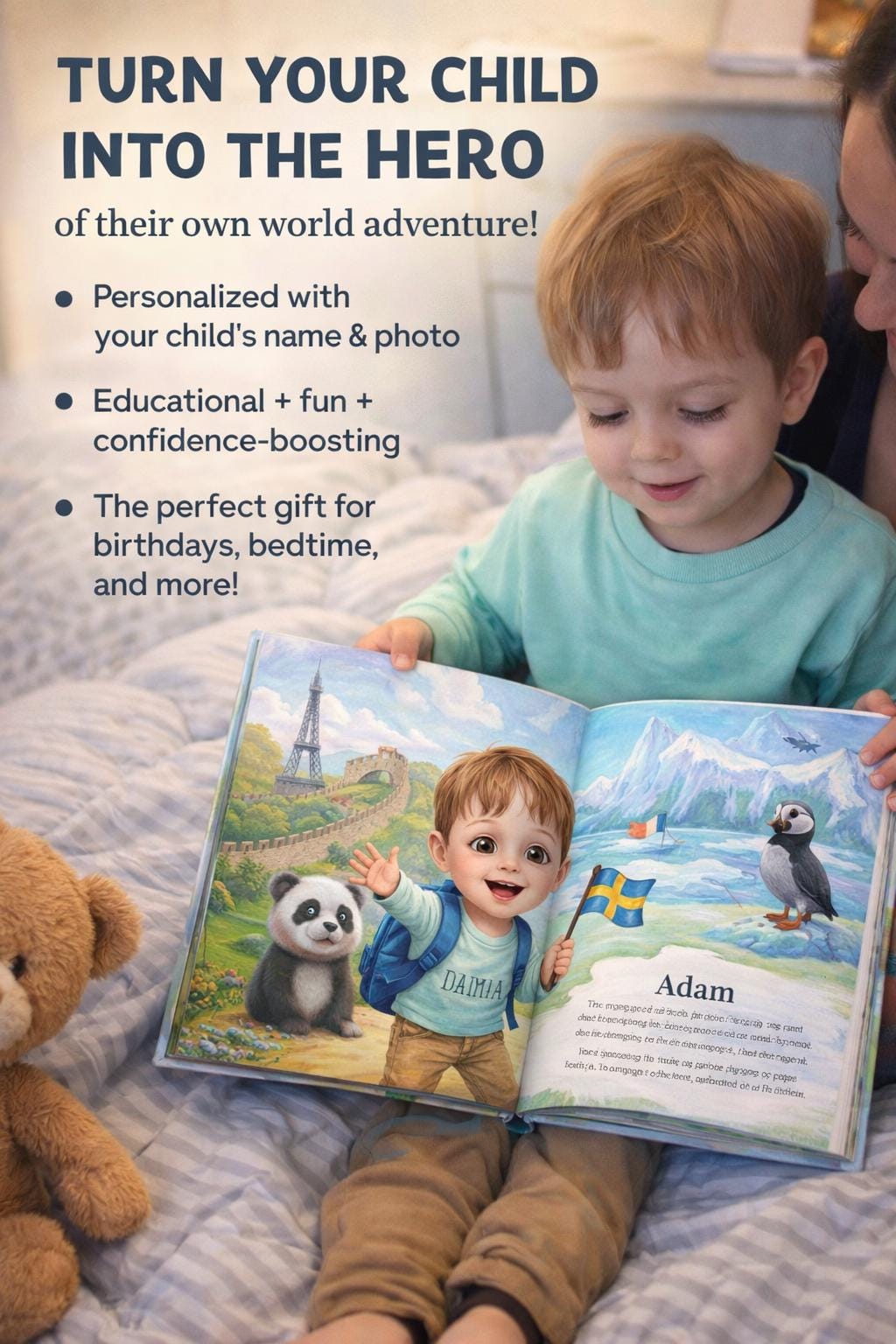 Personalized Children's World Adventure Book – Custom Story, Watercolor Illustrations (Digital PDF)