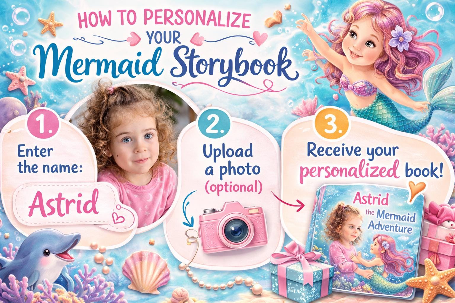 Personalized Mermaid Adventure Book for Girls | Custom Name Storybook (PDF)