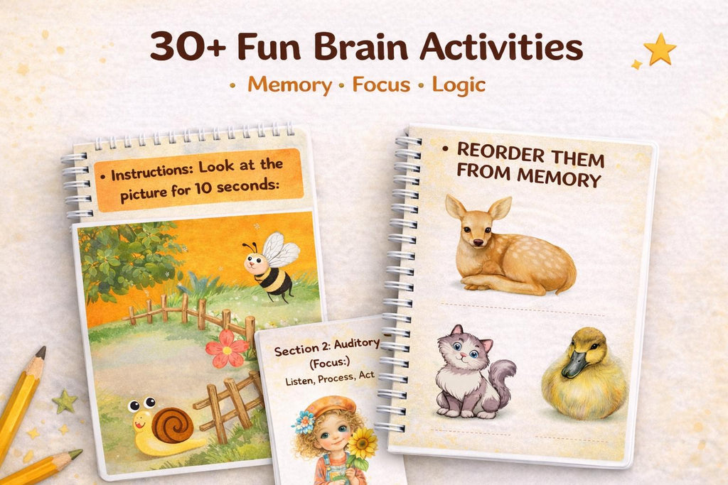 30-Day Brain Boost Workbook for Kids Ages 3-6 | Working Memory, Focus Activities (Printable PDF)